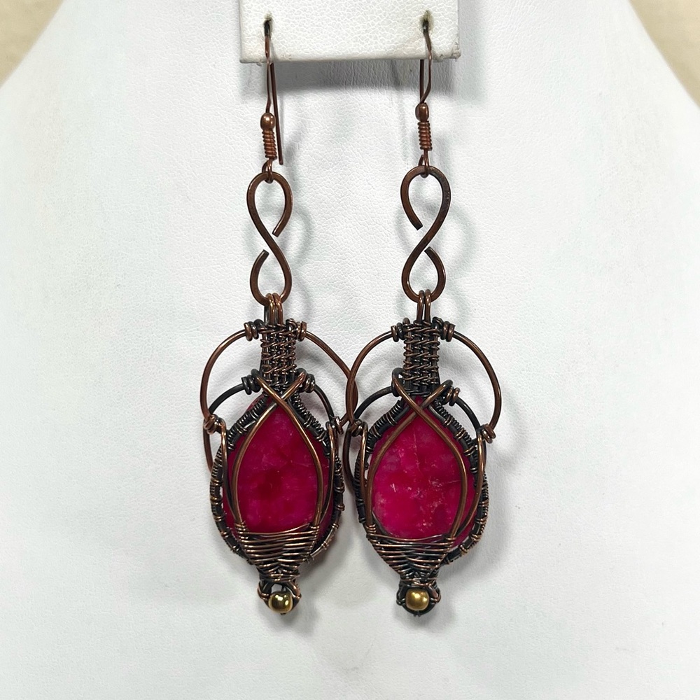 Copper Kimchi Ruby Vintage Style Gemstone Earrings